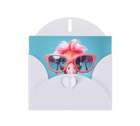 Cartes de vœux en papier blanc nacré 10,2 x 15,2 cm YYHHAOFA Hello Glasses Flamingo pour Noël, anniversaire, anniversaire de mariage et invitations de fête
