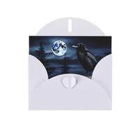 Cartes de vœux en papier blanc nacré 10,2 x 15,2 cm YYHHAOFA Raven in the Night pour Noël, anniversaire, anniversaire de mariage et invitations de fête