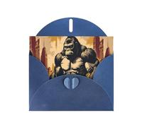 Cartes de vœux en papier bleu nacré 10,2 x 15,2 cm YYHHAOFA Cartoon King Kong pour Noël, anniversaire, anniversaire de mariage et invitations de fête