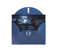 Cartes de vœux en papier bleu nacré 10,2 x 15,2 cm YYHHAOFA Raven in the Night pour Noël, anniversaire, anniversaire de mariage et invitations de fête