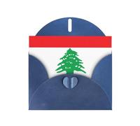 Cartes de vœux en papier nacré avec enveloppes bleues personnalisées en forme de cœur Motif drapeau du Liban