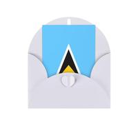 Cartes de vœux en papier nacré avec enveloppes, nacré double face, convient pour les vœux de vacances et les invitationsDrapeau de Sainte-Lucie Blanc