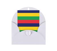 Cartes de vœux en papier nacré avec enveloppes, nacré double face, convient pour les vœux et les invitations de vacances, drapeau de l'île Maurice Blanc