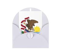 Cartes de vœux en papier nacré avec enveloppes, nacrées double face, adaptées pour les vœux et les invitations de vacances, drapeau de l'État de l'Illinois, blanc