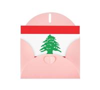 Cartes de vœux en papier nacré avec enveloppes roses personnalisées en forme de cœur Motif drapeau du Liban