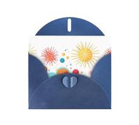 Cartes de vœux en papier nacré bleu 10,2 x 15,2 cm YYHHAOFA broderie feux d'artifice et planètes pour Noël, anniversaire, anniversaire de mariage et invitations de fête