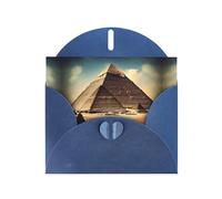 Cartes de vœux en papier nacré bleu 10,2 x 15,2 cm YYHHAOFA Dreaming of the Pyramides of Khufu Pattern Greeting Cards for Christmas, Birthday, Wedding Anniversary & Party Invitations
