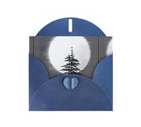 Cartes de vœux en papier nacré bleu 10,2 x 15,2 cm YYHHAOFA Moon Pin Tree pour Noël, anniversaire, anniversaire de mariage et invitations de fête