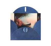 Cartes de vœux en papier nacré bleu 10,2 x 15,2 cm YYHHAOFA petit bateau sur la rive du lac pour Noël, anniversaire, anniversaire de mariage et invitations de fête