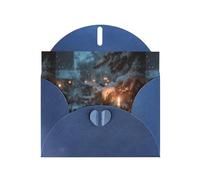 Cartes de vœux en papier nacré bleu 10,2 x 15,2 cm YYHHAOFA The Lone Lamp Under the Cedars pour Noël, anniversaire, anniversaire de mariage et invitations de fête