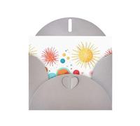 Cartes de vœux en papier nacré gris 10,2 x 15,2 cm YYHHAOFA avec broderie feux d'artifice et planètes pour Noël, anniversaire, anniversaire de mariage et invitations de fête