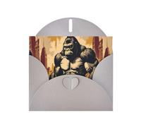 Cartes de vœux en papier nacré gris 10,2 x 15,2 cm YYHHAOFA Cartoon King Kong pour Noël, anniversaire, anniversaire de mariage et invitations de fête