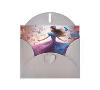 Cartes de vœux en papier nacré gris 10,2 x 15,2 cm YYHHAOFA Girl Dance Butterfly pour Noël, anniversaire, anniversaire de mariage et invitations de fête