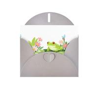 Cartes de vœux en papier nacré gris 10,2 x 15,2 cm YYHHAOFA Little Frog in the Floral Pattern Cartes de vœux pour Noël, anniversaire, anniversaire de mariage et invitations de fête