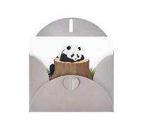Cartes de vœux en papier nacré gris 10,2 x 15,2 cm YYHHAOFA Panda couché sur une souche d'arbre - Cartes de vœux pour Noël, anniversaire, anniversaire de mariage et invitations de fête