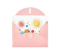 Cartes de vœux en papier nacré rose 10,2 x 15,2 cm YYHHAOFA broderie feux d'artifice et planètes Cartes de vœux pour Noël, anniversaire, anniversaire de mariage et invitations de fête