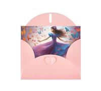 Cartes de vœux en papier nacré rose 10,2 x 15,2 cm YYHHAOFA Girl Dance Butterfly pour Noël, anniversaire, anniversaire de mariage et invitations de fête