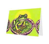 Cartes de vœux en papier nacré rose 10,2 x 15,2 cm YYHHAOFA grenouille dans un étang pour Noël, anniversaire, anniversaire de mariage et invitations de fête