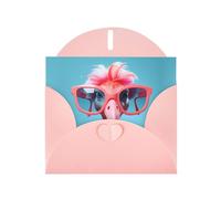 Cartes de vœux en papier nacré rose 10,2 x 15,2 cm YYHHAOFA Hello Glasses Flamingo pour Noël, anniversaire, anniversaire de mariage et invitations de fête