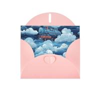 Cartes de vœux en papier nacré rose 10,2 x 15,2 cm YYHHAOFA motif train à vapeur nuages cartes de vœux pour Noël, anniversaire, anniversaire de mariage et invitations de fête