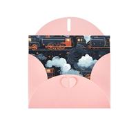 Cartes de vœux en papier nacré rose 10,2 x 15,2 cm YYHHAOFA motif train à vapeur pour Noël, anniversaire, anniversaire de mariage et invitations de fête