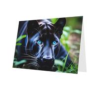 Cartes de vœux en papier nacré rose 10,2 x 15,2 cm YYHHAOFA Panther avec yeux bleus pour Noël, anniversaire, anniversaire de mariage et invitations de fête