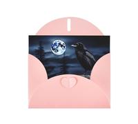 Cartes de vœux en papier nacré rose 10,2 x 15,2 cm YYHHAOFA Raven in the Night pour Noël, anniversaire, anniversaire de mariage et invitations de fête