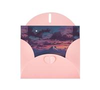 Cartes de vœux en papier nacré rose 10,2 x 15,2 cm YYHHAOFA Twilight on the Mountain - Cartes de vœux pour Noël, anniversaire, anniversaire de mariage et invitations de fête