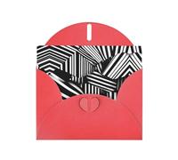 Cartes de vœux en papier nacré rouge 10,2 x 15,2 cm YYHHAOFA avec lignes géométriques noires et blanches pour Noël, anniversaire, anniversaire de mariage et invitations de fête