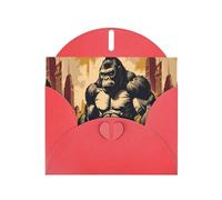 Cartes de vœux en papier nacré rouge 10,2 x 15,2 cm YYHHAOFA Cartoon King Kong pour Noël, anniversaire, anniversaire de mariage et invitations de fête