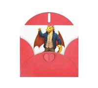 Cartes de vœux en papier nacré rouge 10,2 x 15,2 cm YYHHAOFA dragon dans une veste pour Noël, anniversaire, anniversaire de mariage et invitations de fête