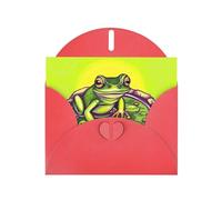 Cartes de vœux en papier nacré rouge 10,2 x 15,2 cm YYHHAOFA grenouille dans un étang pour Noël, anniversaire, anniversaire de mariage et invitations de fête