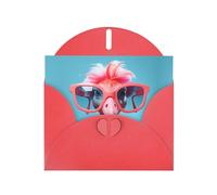 Cartes de vœux en papier nacré rouge 10,2 x 15,2 cm YYHHAOFA Hello Glasses Flamingo pour Noël, anniversaire, anniversaire de mariage et invitations de fête