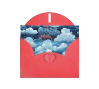 Cartes de vœux en papier nacré rouge 10,2 x 15,2 cm YYHHAOFA motif train à vapeur nuages cartes de vœux pour Noël, anniversaire, anniversaire de mariage et invitations de fête