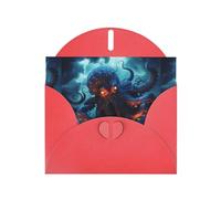 Cartes de vœux en papier nacré rouge 10,2 x 15,2 cm YYHHAOFA Orage Tentacules de pieuvre Cartes de vœux pour Noël, anniversaire, anniversaire de mariage et invitations de fête