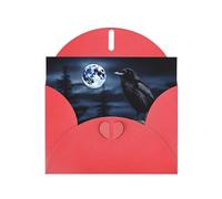 Cartes de vœux en papier nacré rouge 10,2 x 15,2 cm YYHHAOFA Raven in the Night pour Noël, anniversaire, anniversaire de mariage et invitations de fête