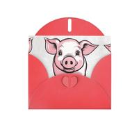 Cartes de vœux en papier nacré rouge de 10,2 x 15,2 cm avec motif cochon YYHHAOFA pour Noël, anniversaire, anniversaire de mariage et invitations de fête
