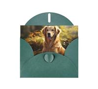 Cartes de vœux en papier nacré vert foncé 10,2 x 15,2 cm YYHHAOFA Golden retriever pour Noël, anniversaire, anniversaire de mariage et invitations de fête