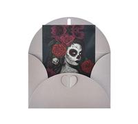 Cartes de vœux grises avec enveloppes assorties - Cartes vierges imprimées « Day of the Dead Girl » pour anniversaire, mariage, Saint-Valentin
