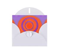 Cartes de vœux horizontales nacrées au centre du cercle orange - Cartes horizontales pour toutes occasions avec enveloppes, carte brillante élégante pour anniversaire, Noël, intérieur vierge