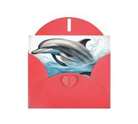 Cartes de vœux imprimées avec enveloppes Motif dauphin qui vous regarde, vacances, anniversaire, mariage et toutes les occasions