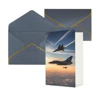 Cartes de vœux imprimées pour toutes les occasions, avions de chasse, intérieur vierge, avec enveloppe, adaptées pour les amis et la famille
