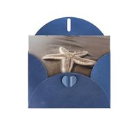 Cartes de vœux motif étoiles de mer bleues de plage 15,2 x 10,2 cm avec enveloppe | Parfait pour écrire des vœux et des notes de remerciement