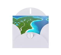 Cartes de vœux nacrées « An island in the Ocean » - Cartes horizontales pour toutes les occasions avec enveloppes, élégante carte scintillante pour anniversaire, Noël, intérieur vierge