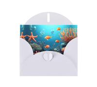 Cartes de vœux nacrées sous-marines en forme de poisson corail, cartes horizontales pour toutes occasions avec enveloppes, carte scintillante élégante pour anniversaire, Noël, intérieur vierge