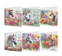 Cartes de vœux pliables avec enveloppe pour anniversaire, vacances, loisirs créatifs - 05 chevaux