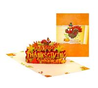 Cartes de vœux pop-up 3D en papier cartonné de dessin animé Turquie pour l'automne, Thanksgiving, décoration pour salon, école, entrée