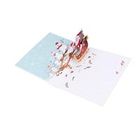 Cartes de vœux pop-up 3D - Motif traîneau et élan - Enveloppe pop-up faite à la main - Carte de vœux de Noël - Invatations - Cadeau très pratique et populaire - Professionnel