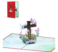 Cartes de vœux pop-up avec fleurs religieuses et croix - Cadeau amusant de Pâques