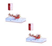 Cartes de vœux pop-up « Merry Christmas For Up Flying Deer Cart New Year » - Cadeaux pour Noël - Coloré - Chariot de vacances